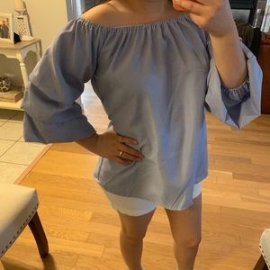 Off the shoulder stripped blouse